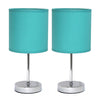 Ensemble de 2 mini lampes de table de base de Simple Designs chromées - turquoise