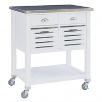 Chariot-bar de rangement Robbin en bois pour la cuisine - blanc