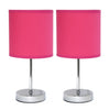 Ensemble de 2 mini lampes de table de base de Simple Designs chromées - rose vif