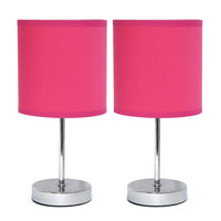 Ensemble de 2 mini lampes de table de base de Simple Designs chromées - rose vif