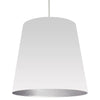 Très grand luminaire suspendu de Dainolite avec très grand abat-jour cylindrique blanc et argenté, et 1 ampoule