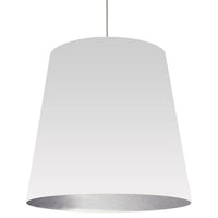 Très grand luminaire suspendu de Dainolite avec très grand abat-jour cylindrique blanc et argenté, et 1 ampoule