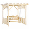 Outsunny Balancelle De Jardin Chaise Balancoire De Patio Avec Pergola, Banc Suspendu En Bois Pour 2 Personnes, Pergola Le Jardin, La Piscine, Terrasse Naturel