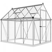 Outsunny Serre En Polycarbonate De 6' X 8', Argente