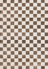 Carpette géométrique Leopold brune et blanche à motif de carreaux - 2 pi 7 po x 4 pi 11 po