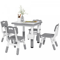 Qaba Ensemble Table Et Chaises Pour Enfants 5 Pieces, Ensemble Table Et Chaises Reglables En Hauteur