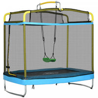 Qaba Trampoline Pour Enfants De 6,9 Pieds, Mini Trampoline 3 En 1 Avec Filet De Securite, Barre De G