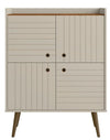 Armoire décorative Bogart de Manhattan Comfort de style moderne du milieu du 20e siècle - blanc cassé et naturelle