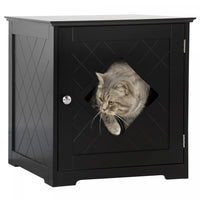 Pawhut Table D'extremite Pour Bac A Litiere, Toilettes Interieures Pour Chats Avec Porte Magnetique,