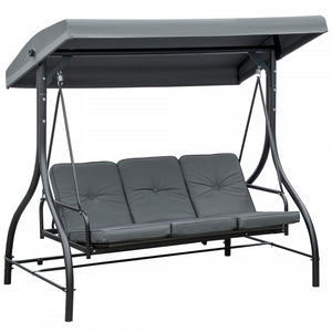 Outsunny Chaise D'oscillation De Patio 3 Places Avec Lit Convertible