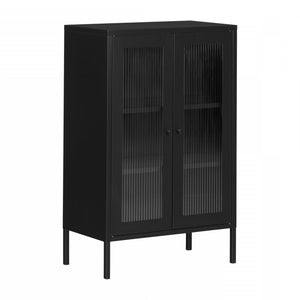 Armoire décorative Kodali avec portes en verre - noire