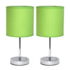 Ensemble de 2 mini lampes de table de base de Simple Designs chromées - vert