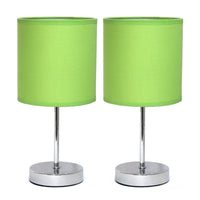 Ensemble de 2 mini lampes de table de base de Simple Designs chromées - vert