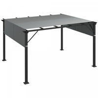 Outsunny Auvent De Pergola, Protection Uv, 2 Pieces 16 X 4 Pieds, Gris