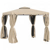Belvedere De Patio Exterieur De 10 Pi X 10 Pi Outsunny Double Toit Souple Abri De Jardin Tente Avec De Beaux Rideaux En Polyester Et Des Rideaux En Maille, Kaki