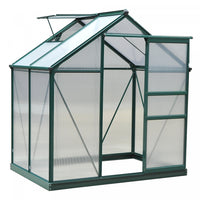 Outsunny Serre De Jardin Aluminium Polycarbonate 6.2' X 4.3' X 6.6' Lucarne, Porte Coulissante + Fon