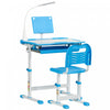 Qaba Ensemble De Bureau Et Chaise Pour Enfants Avec Bureau Inclinable, Lampe A Led, Boite A Stylos, Tiroir, Tableau De Lecture, Porte-gobelet, Fentes Pour Stylos, Bleu