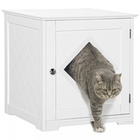 Pawhut Table D'extremite Pour Bac A Litiere, Toilettes Interieures Pour Chats Avec Porte Magnetique,