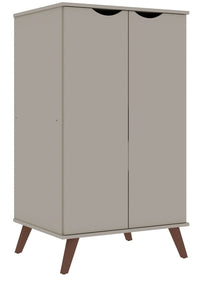 Armoire à chaussures Hampton de Manhattan Comfort avec 4 tablettes et pattes en bois massif - blanc cassé et crème d’érable