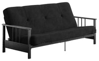 Futon Harlow de format lit double avec accoudoirs en métal et matelas de futon à rembourrage en polyester à haute densité thermolié de 6 po