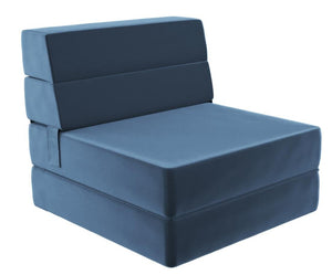 Fauteuil modulaire et chaise longue The Flower de Novogratz en velours - bleu indigo