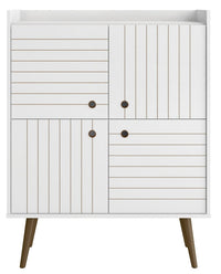 Armoire décorative Bogart de Manhattan Comfort de style moderne du milieu du 20e siècle - blanche et naturelle