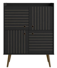 Armoire décorative Bogart de Manhattan Comfort de style moderne du milieu du 20e siècle - noire et naturelle