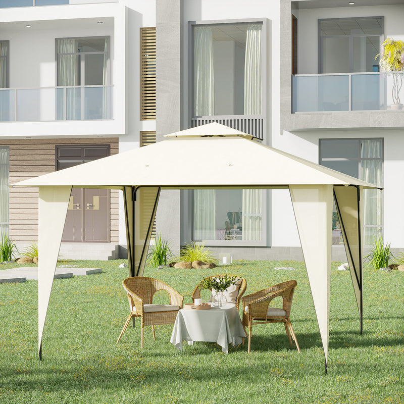 Outsunny 12' X 12' Tente A Baldaquin Exterieur Gazebo Avec Toit A D ...