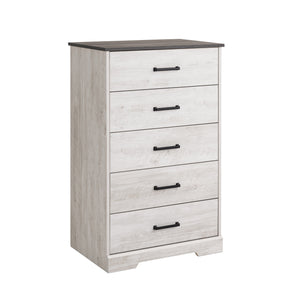 Commode verticale Rustic Ridge de Prepac de 27,5 po à 5 tiroirs - blanc délavé