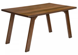 Table de salle à manger rectangulaire de style transitionnel avec placages bruns et pattes en bois en angle pour la cuisine et la salle à manger