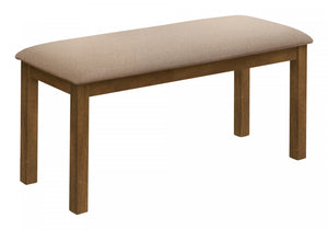 Banc rectangulaire rembourré brun et beige en bois de style transitionnel pour la salle à manger, la cuisine ou l’entrée