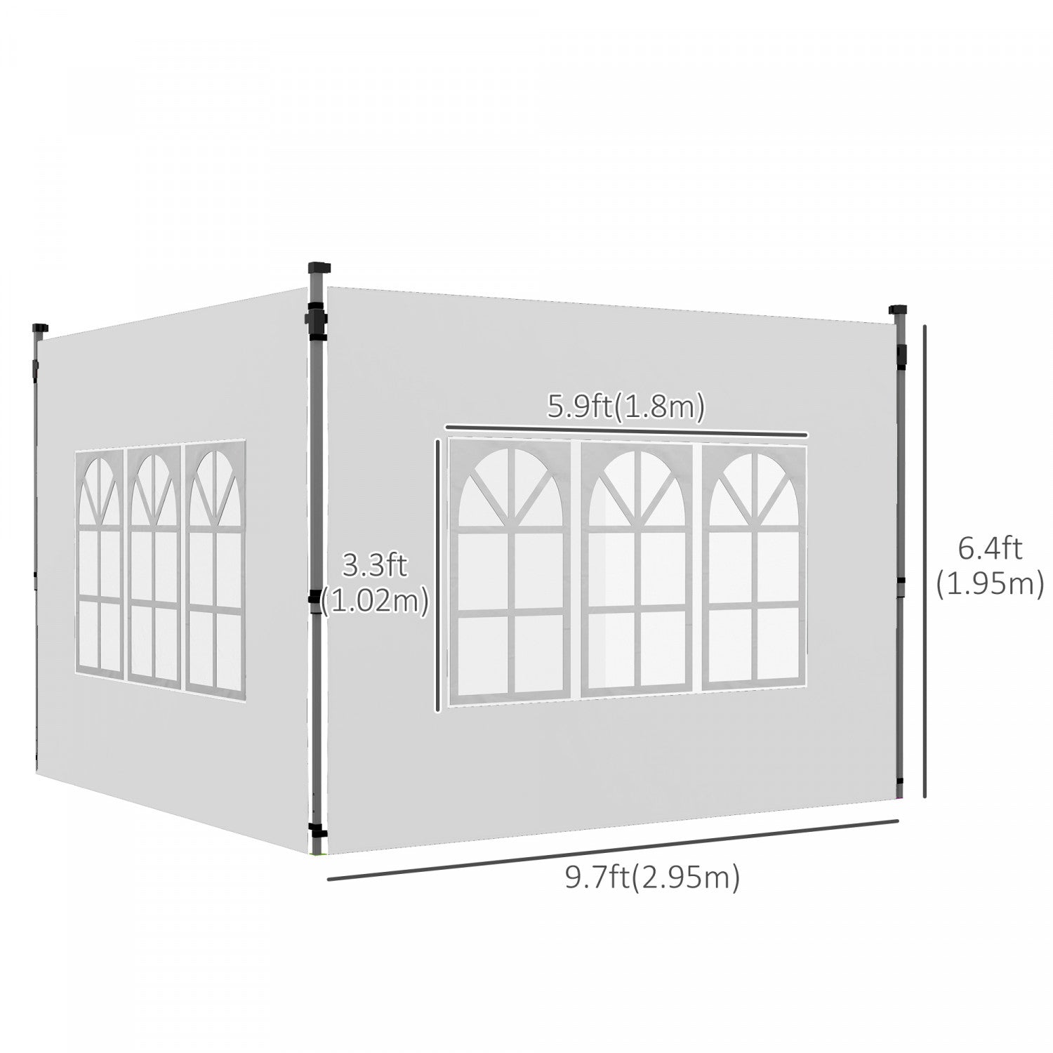 Outsunny 2 Panneaux Lateraux Avec Fenetres Pour Auvent Escamotable Brick 2050