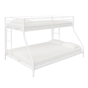 Lits superposés de DHP pour petit espace, en métal avec lit simple au-dessus du lit double - blanc cassé