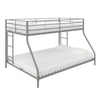 Lits superposés de DHP pour petit espace, en métal avec lit simple au-dessus du lit double - argentés