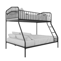 Lits superposés Bushwick de Novogratz en métal avec lit simple au-dessus du lit double - noir