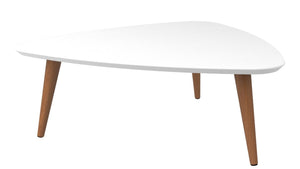 Grande table à café triangulaire Utopia de Manhattan Comfort de 17,51 po avec pattes évasées - blanc lustré