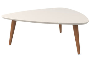 Grande table à café triangulaire Utopia de Manhattan Comfort de 17,51 po avec pattes évasées - blanc cassé et crème d’érable