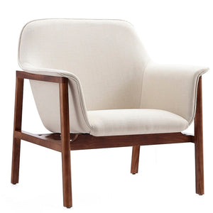 Fauteuil d’appoint Miller de Manhattan Comfort en lin tissé - crème et noyer