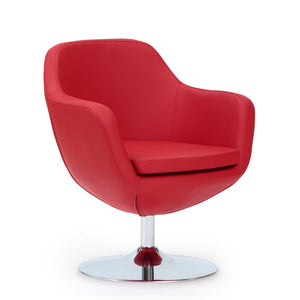 Fauteuil d’appoint pivotant Caisson de Manhattan Comfort en chrome poli et en similicuir - rouge