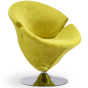 Fauteuil d’appoint pivotant Tulip de Manhattan Comfort en chrome poli et en velours - vert