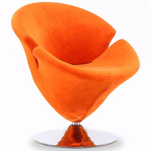 Fauteuil d’appoint pivotant Tulip de Manhattan Comfort en chrome poli et en velours - orange