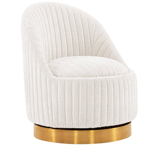 Fauteuil d’appoint pivotant moderne Leela de Manhattan Comfort en chenille - crème