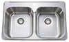 Évier de cuisine à cuve double Bristol Sinks en acier inoxydable à installation sur le dessus - B211