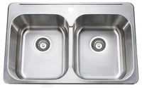 Évier de cuisine à cuve double Bristol Sinks en acier inoxydable à installation sur le dessus - B211
