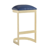 Tabouret bar Aura de Manhattan Comfort de 28,54 po en laiton poli et en acier inoxydable - bleu