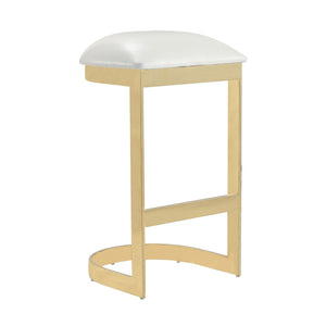 Tabouret bar Aura de Manhattan Comfort de 28,54 po en laiton poli et en acier inoxydable - blanc