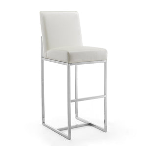 Tabouret bar Element de Manhattan Comfort de 42,13 po en chrome poli et en acier inoxydable - blanc perle