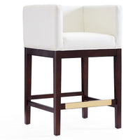 Tabouret bar Kingsley de Manhattan Comfort de hauteur comptoir de 34 po en hêtre - ivoire et noyer foncé