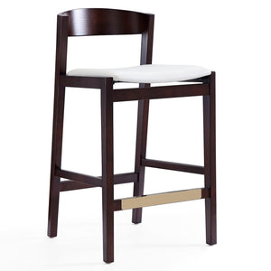 Tabouret bar Klismos de Manhattan Comfort de hauteur comptoir de 36,75 po en hêtre - ivoire et noyer foncé