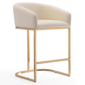 Tabouret bar Louvre de Manhattan Comfort de hauteur comptoir de 36 po en acier inoxydable - crème et doré titane 